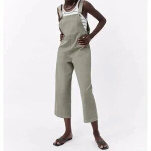 Zara Cropped Wide Leg Overalls Green S EUC